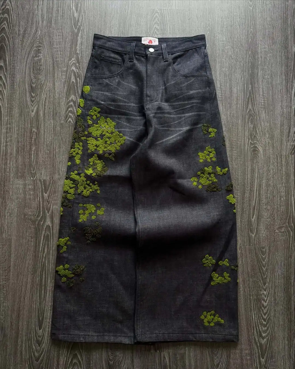 Men's Jeans - Harajuku, Streetwear, Floral Embroidery, Denim Pants, Straight Leg Loose Fit INS Casual Versatile Unisex Fashion